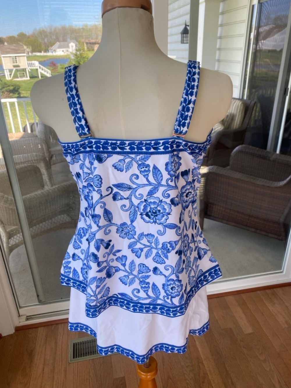 Rotita Blue & White Floral Tankini Set - Tummy Control Swimdress Skort NWOT - Picture 4 of 11